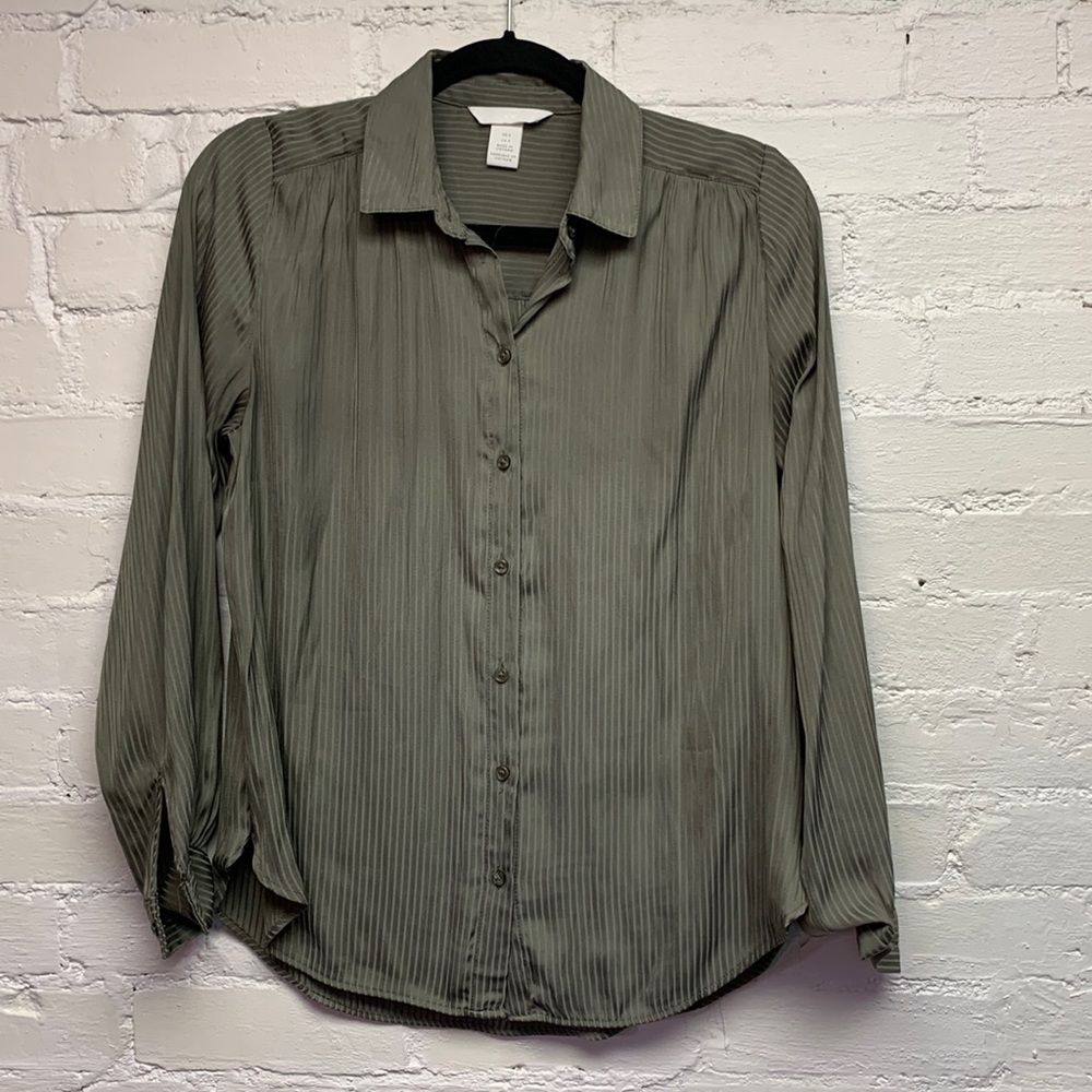 H&M Olive Green Satin Blouse